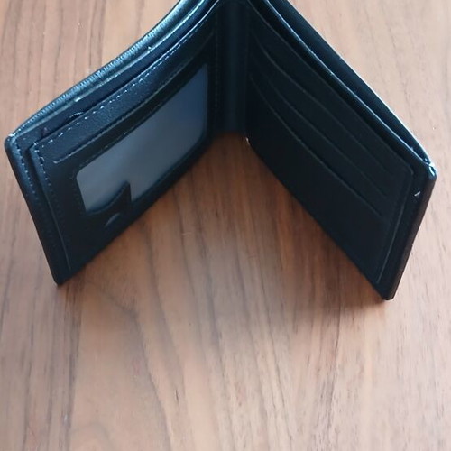 Men's wallet new, black, synthetic leather, large capacity