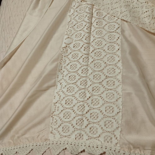 Beige window curtain with lace, like new, 88x130 cm, 2 panels