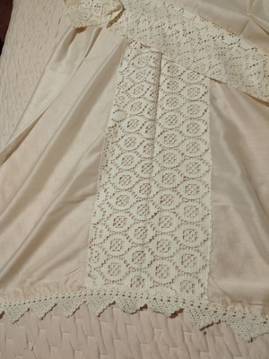 Beige window curtain with lace, like new, 88x130 cm, 2 panels