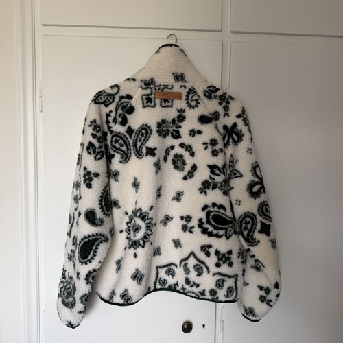 Kith Pinehurst Sherpa Fleece Jacket Men Large White Paisley Snap Bomber like new