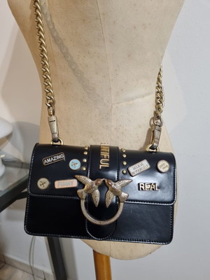 Pinko Love bag χιαστί μεταχειρισμένη, μαύρη