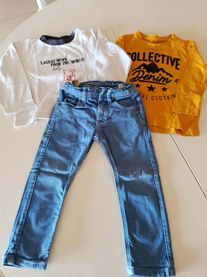 Σετ Zara Kids για αγόρι 2-3 ετών σαν καινούργιο, τζιν παντελόνι και 2 μπλούζες