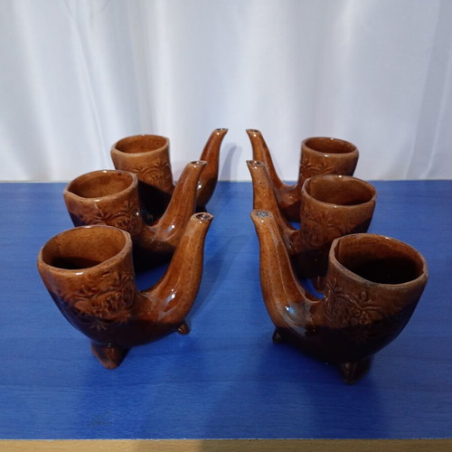 Vintage Watra Xahcka Ceramic Cups Set of 6 like new