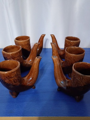 Vintage Watra Xahcka Ceramic Cups Set of 6 like new