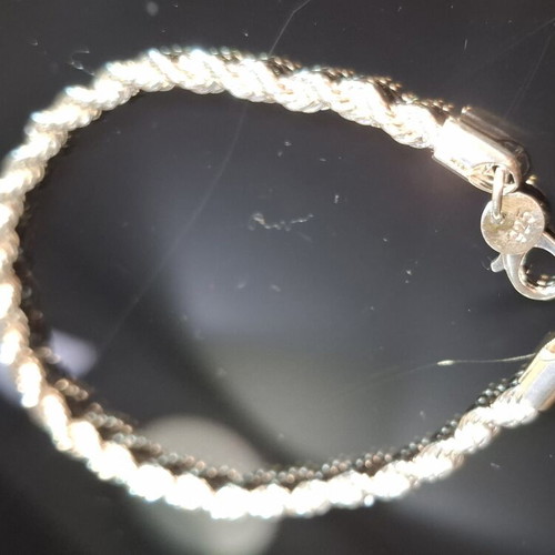 Silver 925 bracelet with twisted rope design and lobster clasp, new
