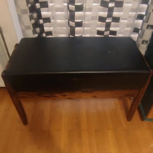 Wooden stool with leatherette cushion and storage space like new