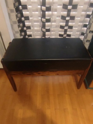 Wooden stool with leatherette cushion and storage space like new