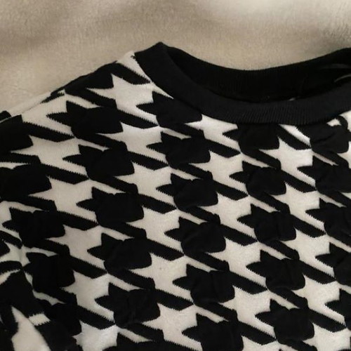 Zara Houndstooth Sweater Like New Black White Size S