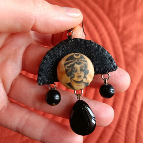 B612 earrings like new, handmade with leather