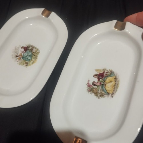 Porcelain ashtrays used, set of 2