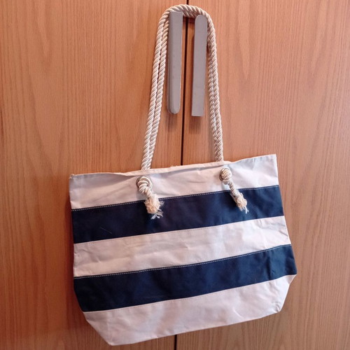 Striped white blue shoulder bag used