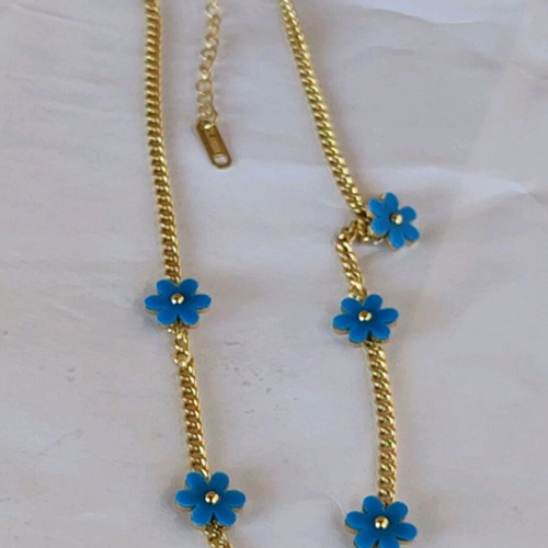 Steel Necklace New Blue Gold