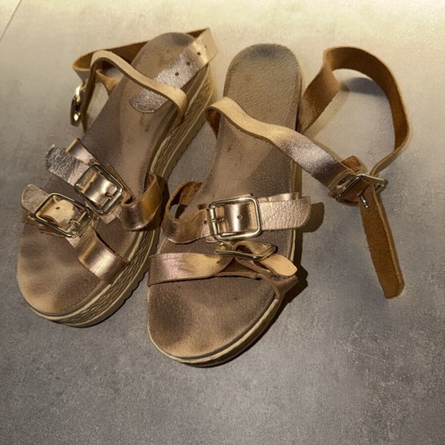 Bronze sandals with ankle straps size 38 used