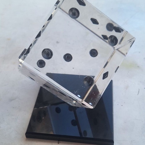Vintage Lucite dice paperweight sculpture, 1970s–1980s