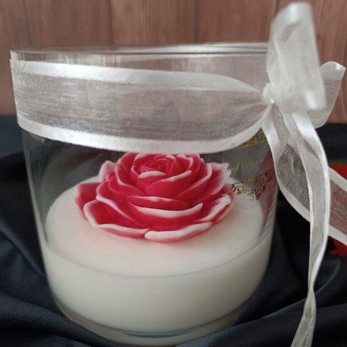 Decorative Rose Scented Candle in Glass Jar made to order