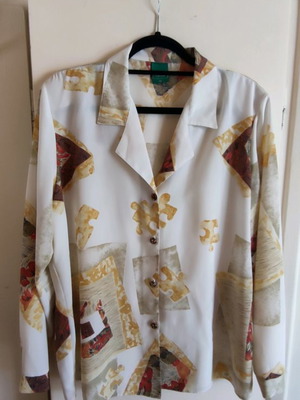 Πουκάμισο vintage κλασικό 80s με μπαρόκ σχέδιο μεταχειρισμένο XL
