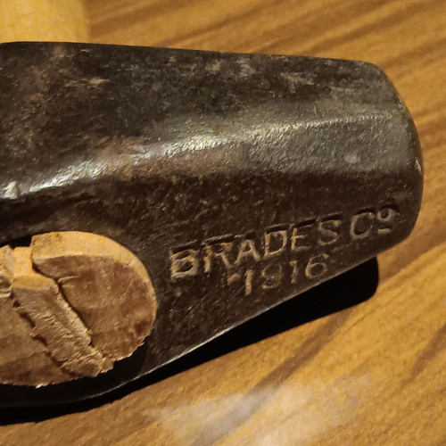Brades Co hammer collectible used, 1916, 110-year-old heirloom