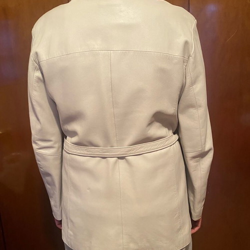 Newton leather jacket like new, white, size 44, spring-autumn