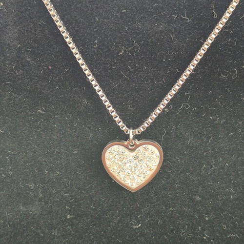 Heart Necklace with Sparkling Crystals Rose Gold