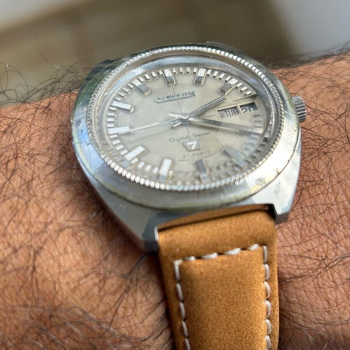Citizen Crystal Seven watch used, men's, beige and silver