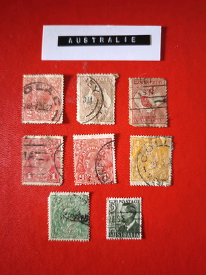 Australian stamps used 1913-1937, set of 8 pieces