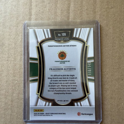 Panini Select EuroLeague Premier Level Fragiskos Alvertis card like new