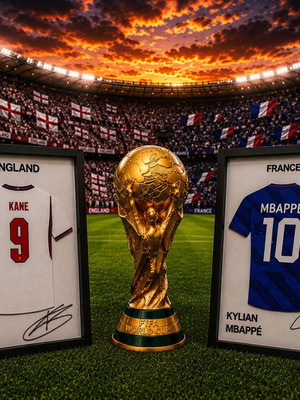 Premium 3D καδράκια World Cup προσωποποιημένο σετ 2 ποδοσφαιριστών
