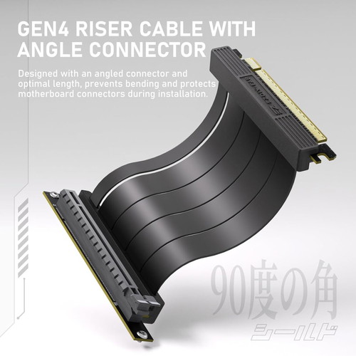 EZDIY-FAB GPU Vertical Mount Bracket PCIe 4.0 Riser Cable 90 Degree Black