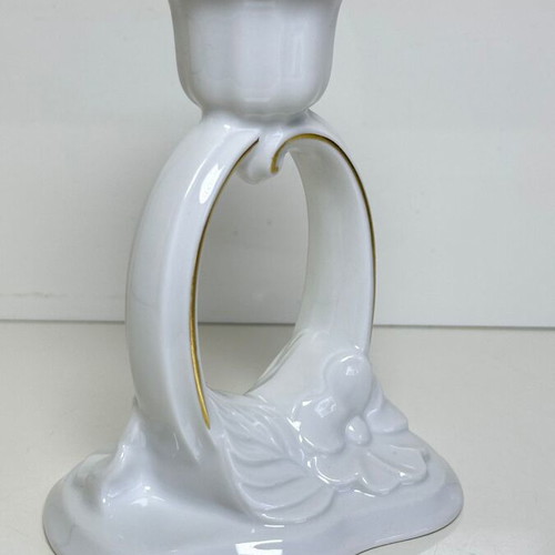 Porcelain candlestick with gilded floral decoration