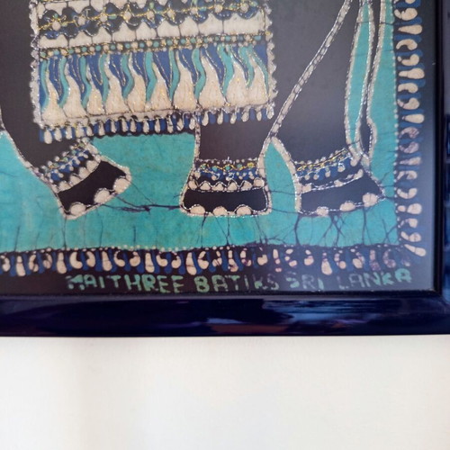 Authentic Batik Painting from Sri Lanka Elephant 45x45 cm like new