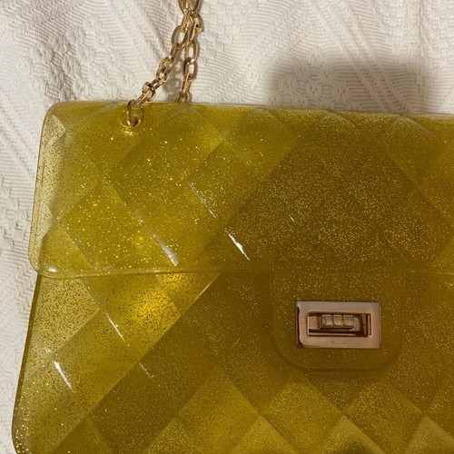 Yellow shoulder bag with glitter like new