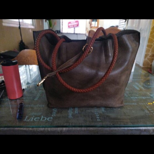 Shoulder bag set with two matching pouches like new, brown