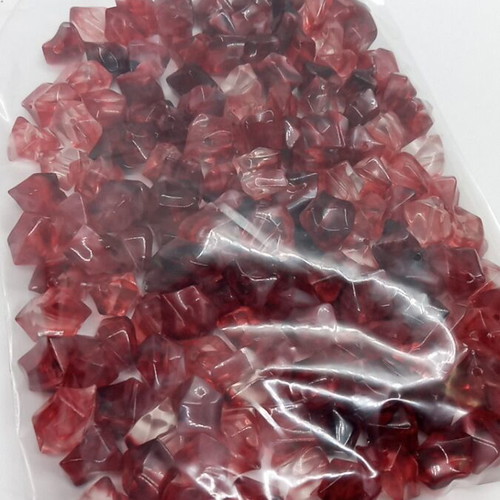 Plastic asymmetric beads for crafts red shades 14mm size