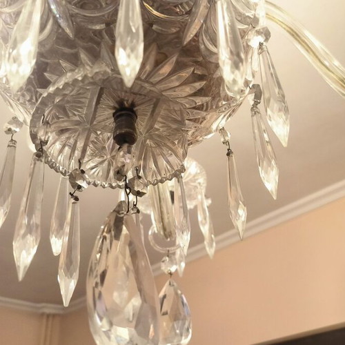 Glass chandelier from the 1960s used, 5 lights