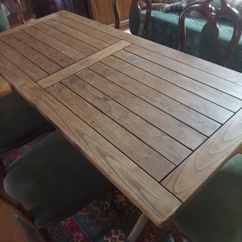 Monastic teak dining table, rectangular, solid wood