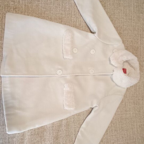 White girls' long coat with fur details