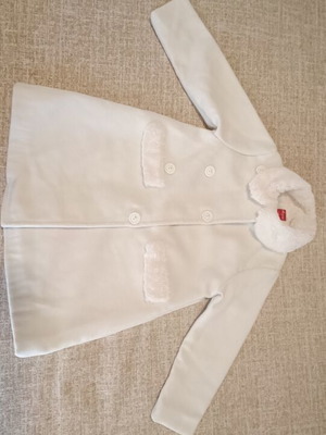 White girls' long coat with fur details