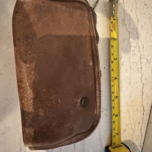 Vintage leather tobacco pouch with authentic TALON zipper