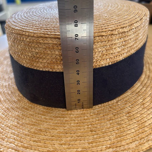 Borsalino Straw Boater Hat New, Handmade Italy Riviera Style