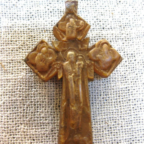 Handmade cross used, bone pendant 5.5x3.5 cm