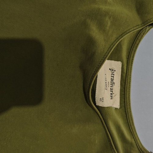 Stradivarius men's khaki T-shirt medium, 100% cotton
