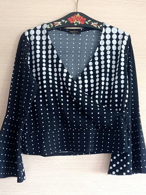 Damiano Milano Italian blouse XL wrap polkadot used