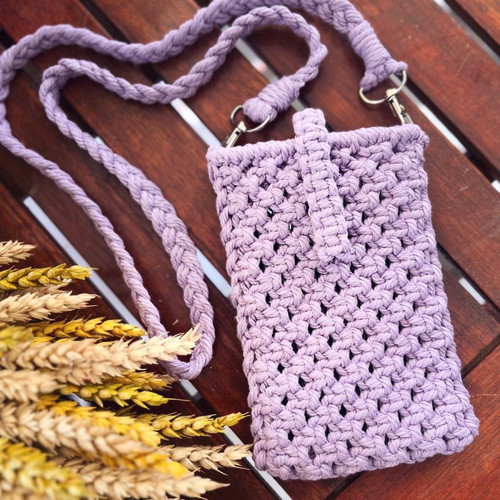 Handmade macrame phone bag crossbody made to order