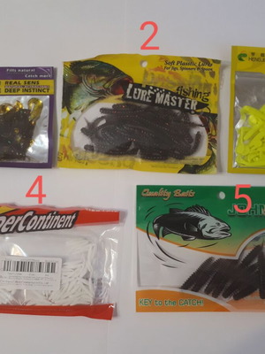 Silicone lures for LRF, new, 5 packs with various quantities
