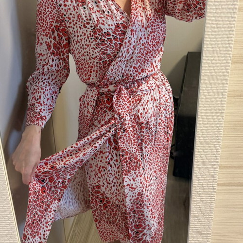 BSB Collection dress with red and white animal print, like new, size 40