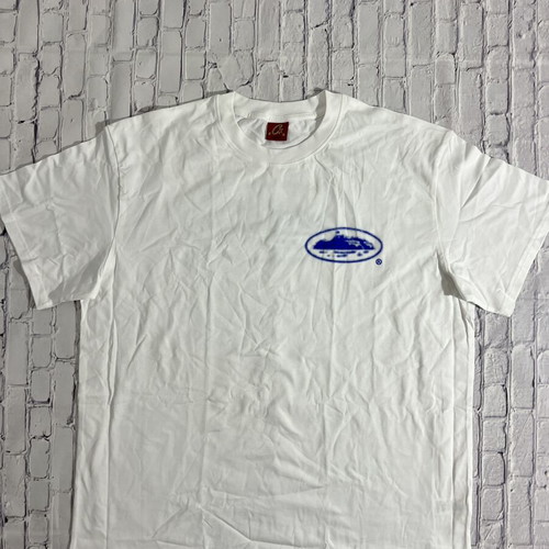 Corteiz Halftone Island Tee, sizes M and L, white and blue