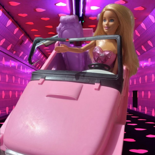 Barbie Princess Gem doll and pink jeep Mattel used set
