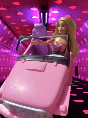 Barbie Princess Gem doll and pink jeep Mattel used set