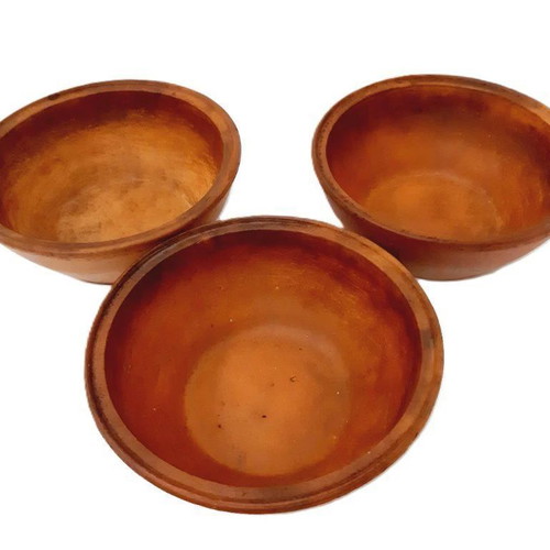 Rustic terracotta clay bowls set of 3 used