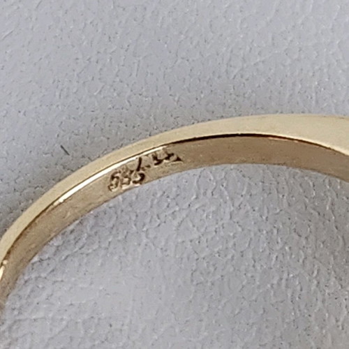 Gold ring 14 carat used, 585 gold with zircon, size 57 or 17